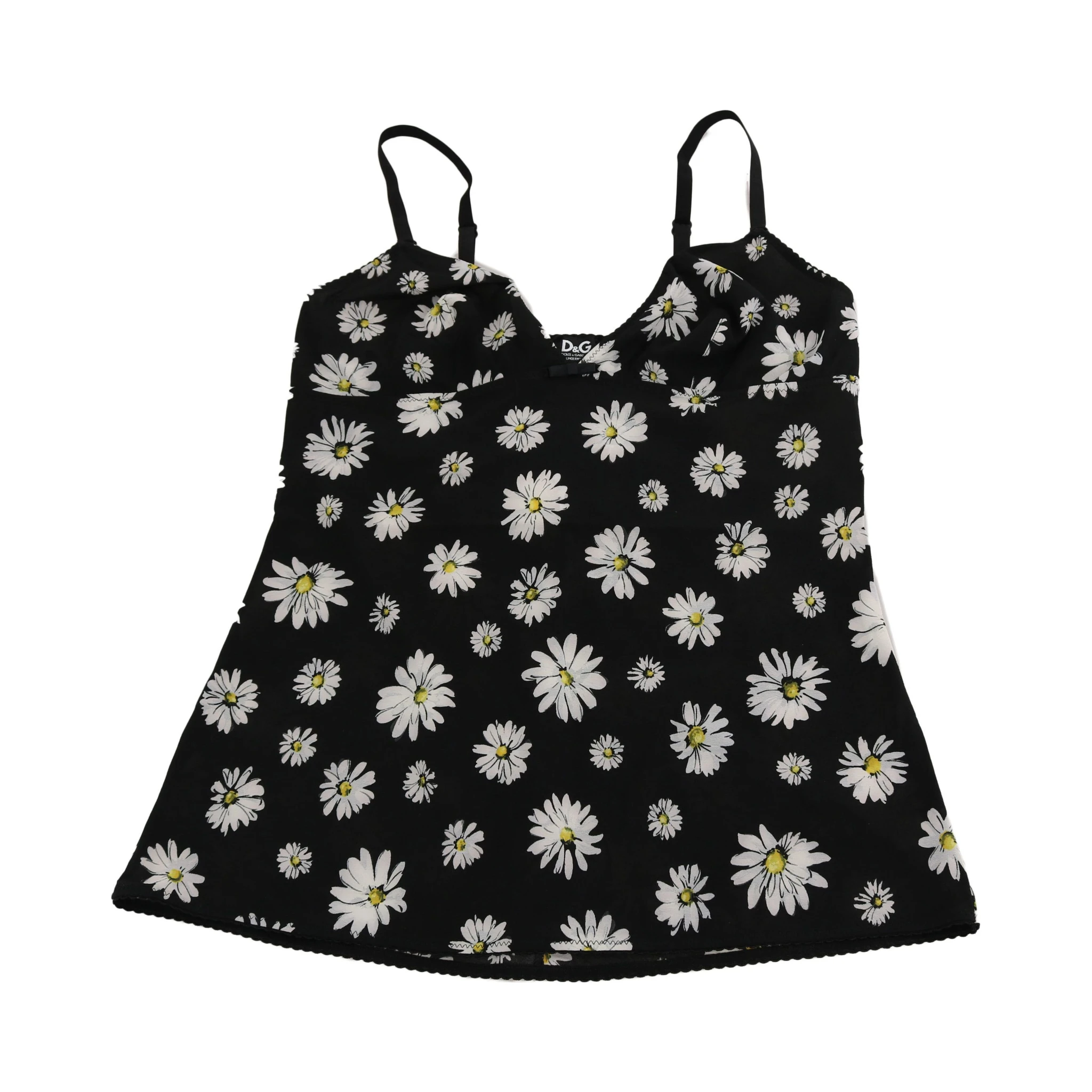 Black Daisy Print Dress Lingerie Chemisole