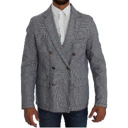 Blue Double Breasted Regular Fit Blazer