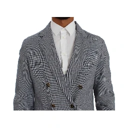 Blue Double Breasted Regular Fit Blazer