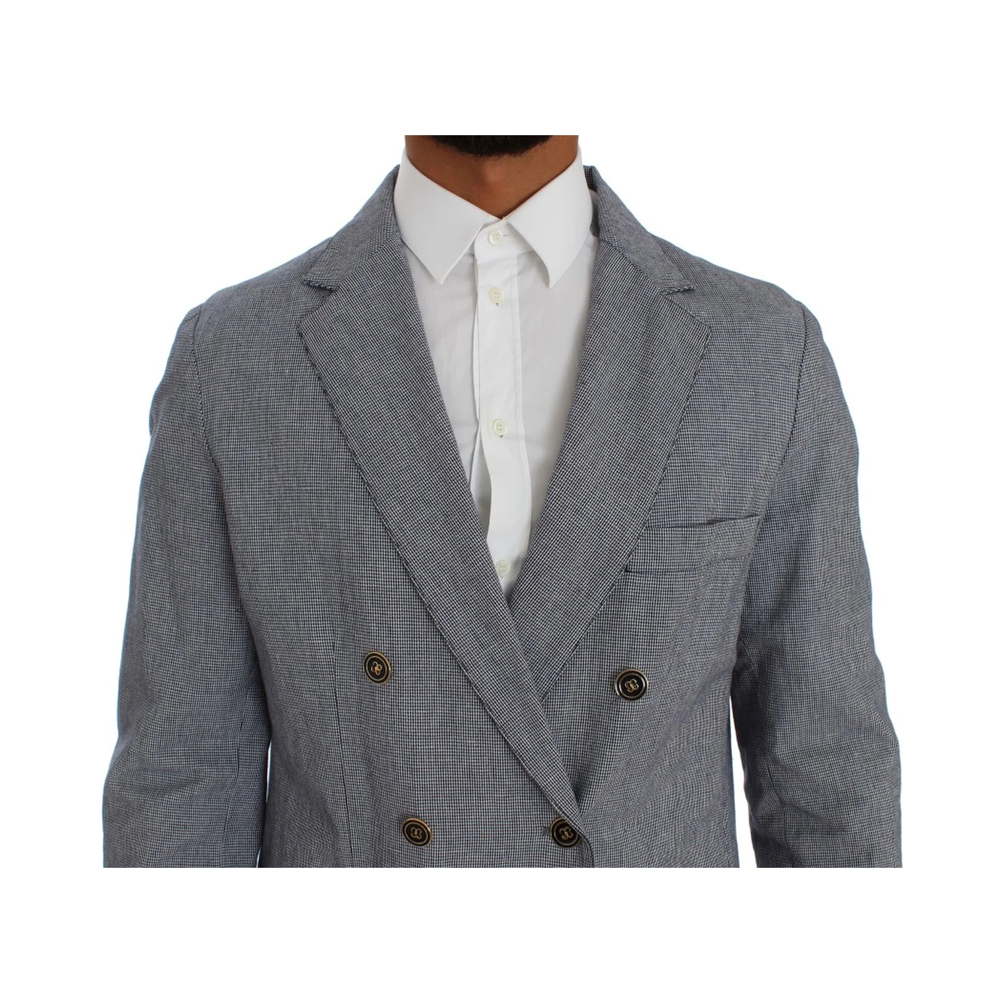 Blue Double Breasted Regular Fit Blazer