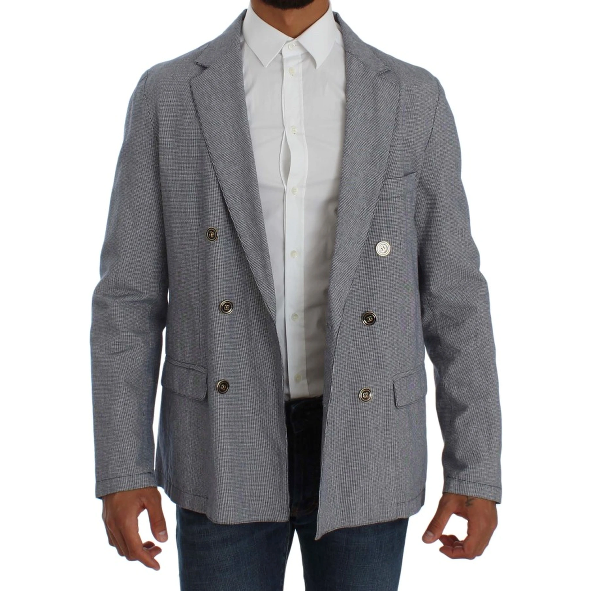Blue Double Breasted Regular Fit Blazer