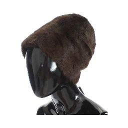 Brown Weasel Fur Womens Cashmere Hat Beanie
