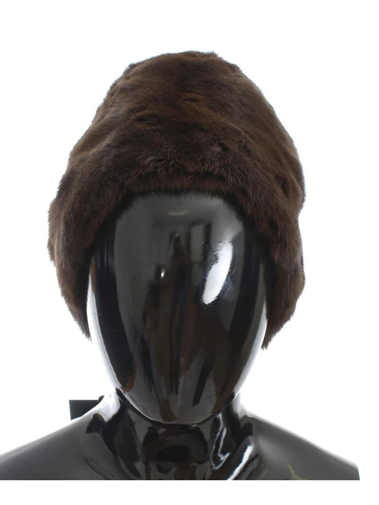 Brown Weasel Fur Womens Cashmere Hat Beanie alternative