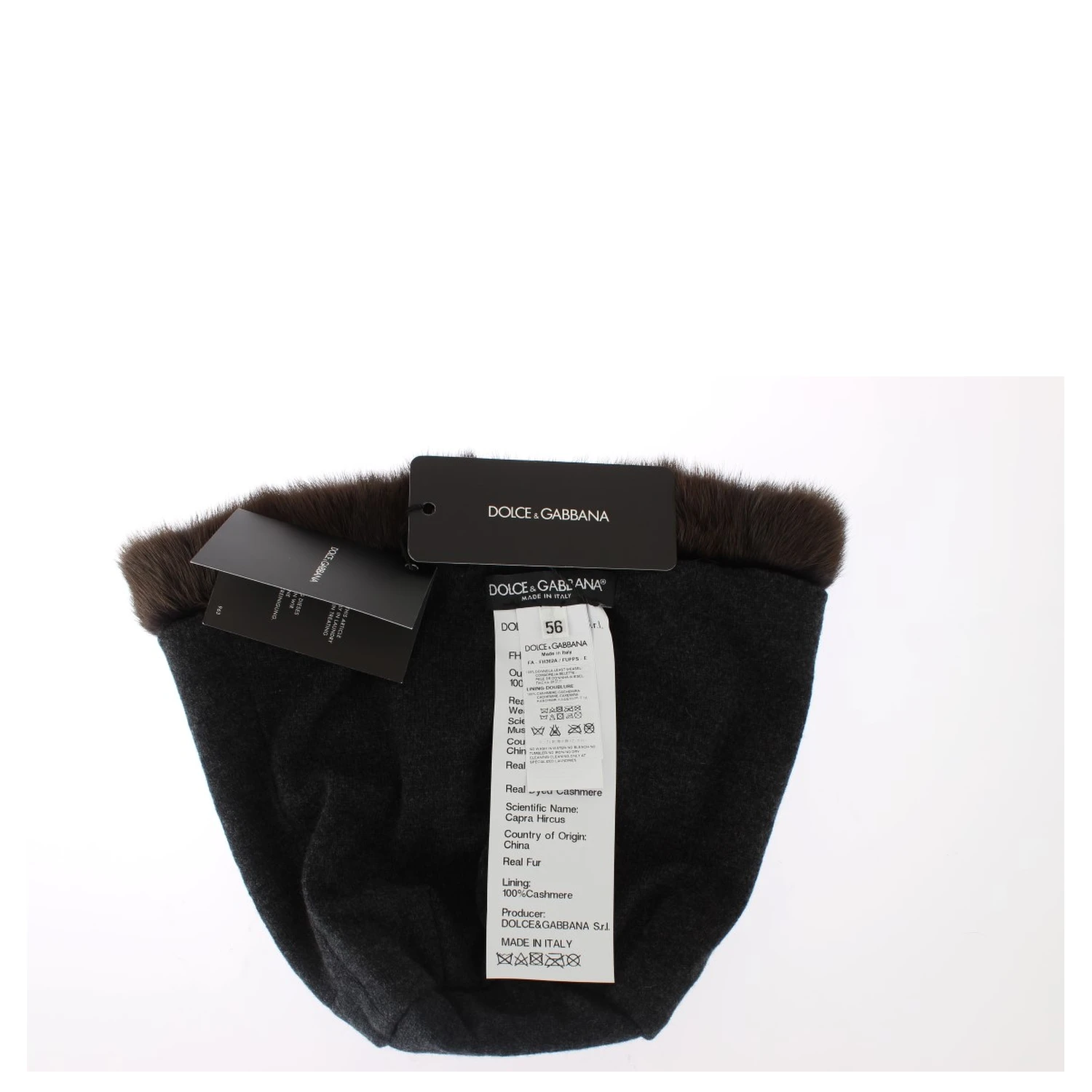 Brown Weasel Fur Womens Cashmere Hat Beanie