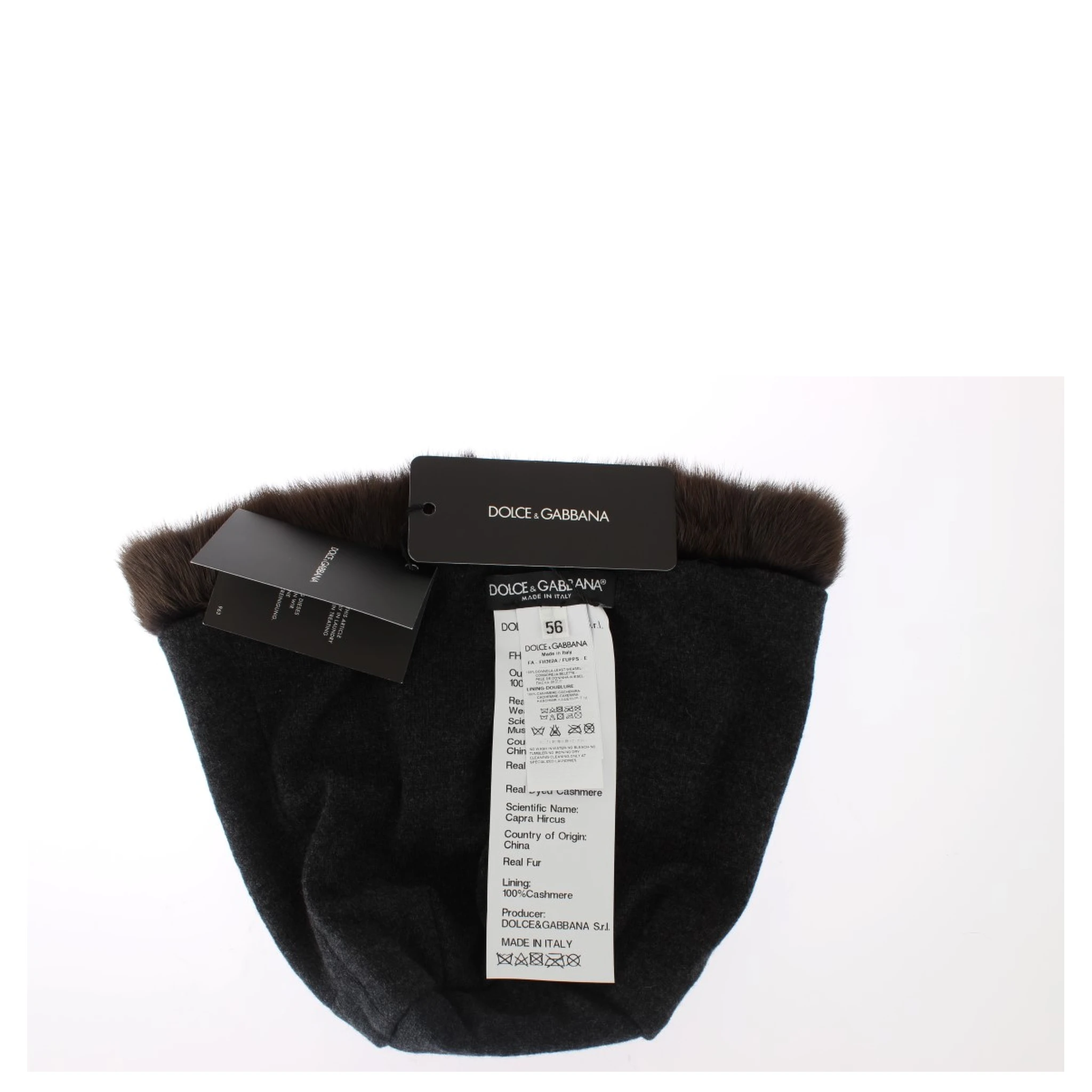 Brown Weasel Fur Womens Cashmere Hat Beanie