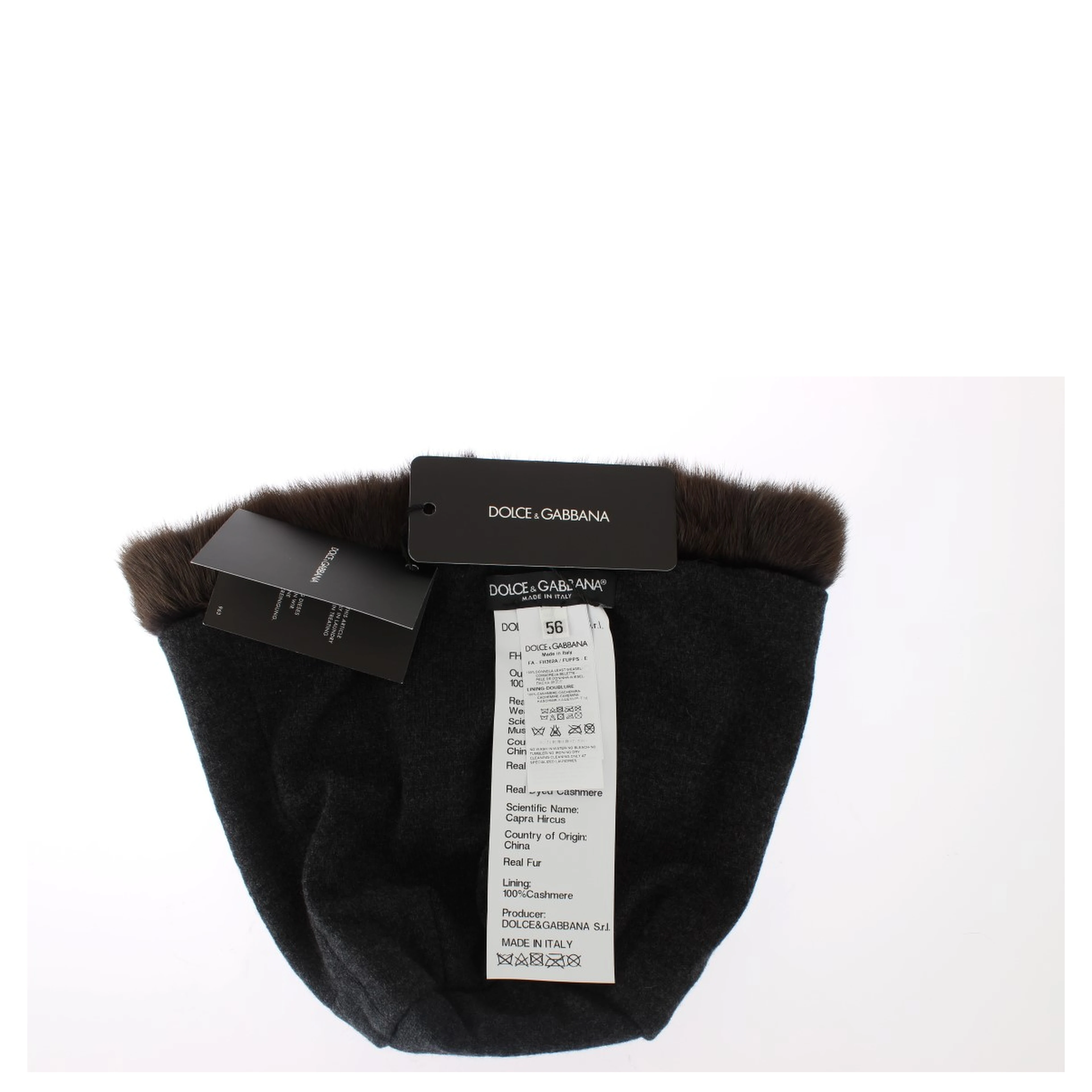 Brown Weasel Fur Womens Cashmere Hat Beanie