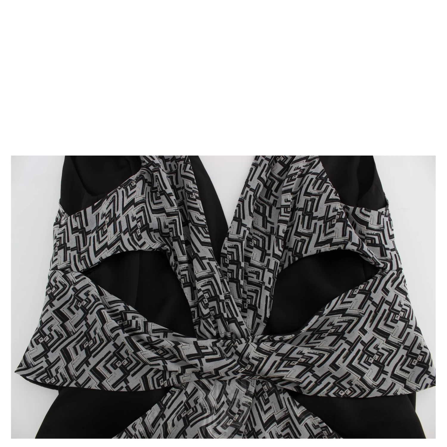 Gray Black Silk Blouse Top