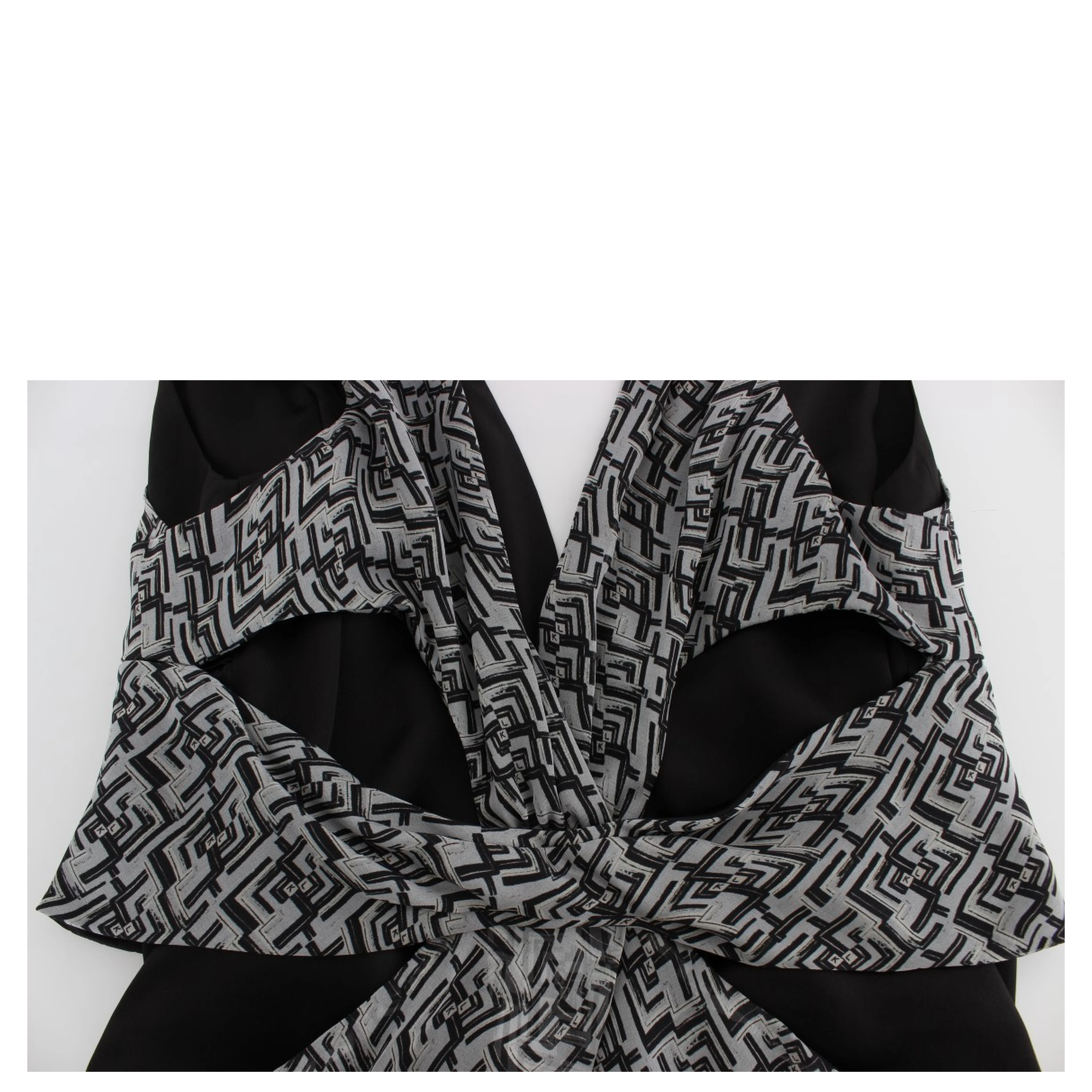 Gray Black Silk Blouse Top
