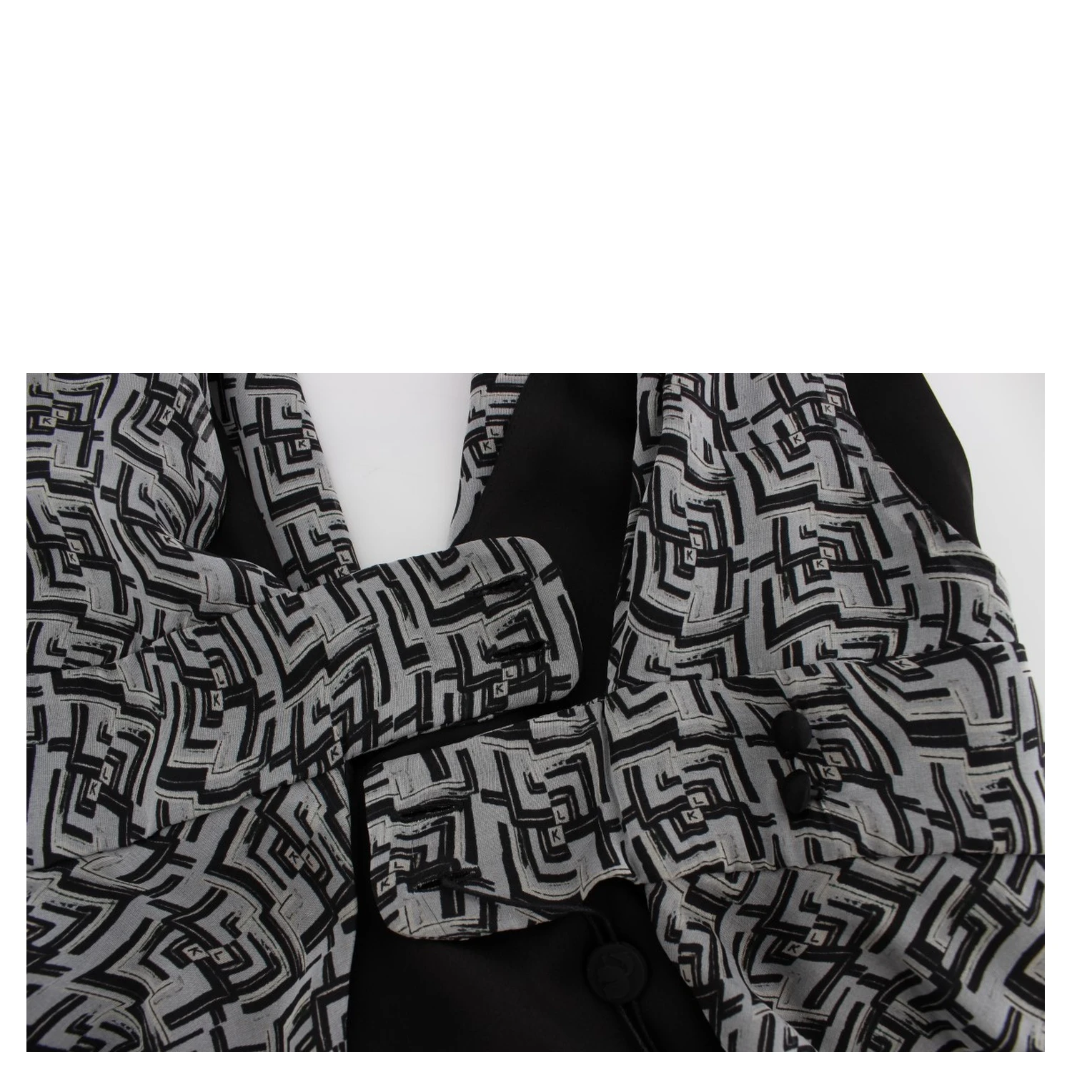 Gray Black Silk Blouse Top