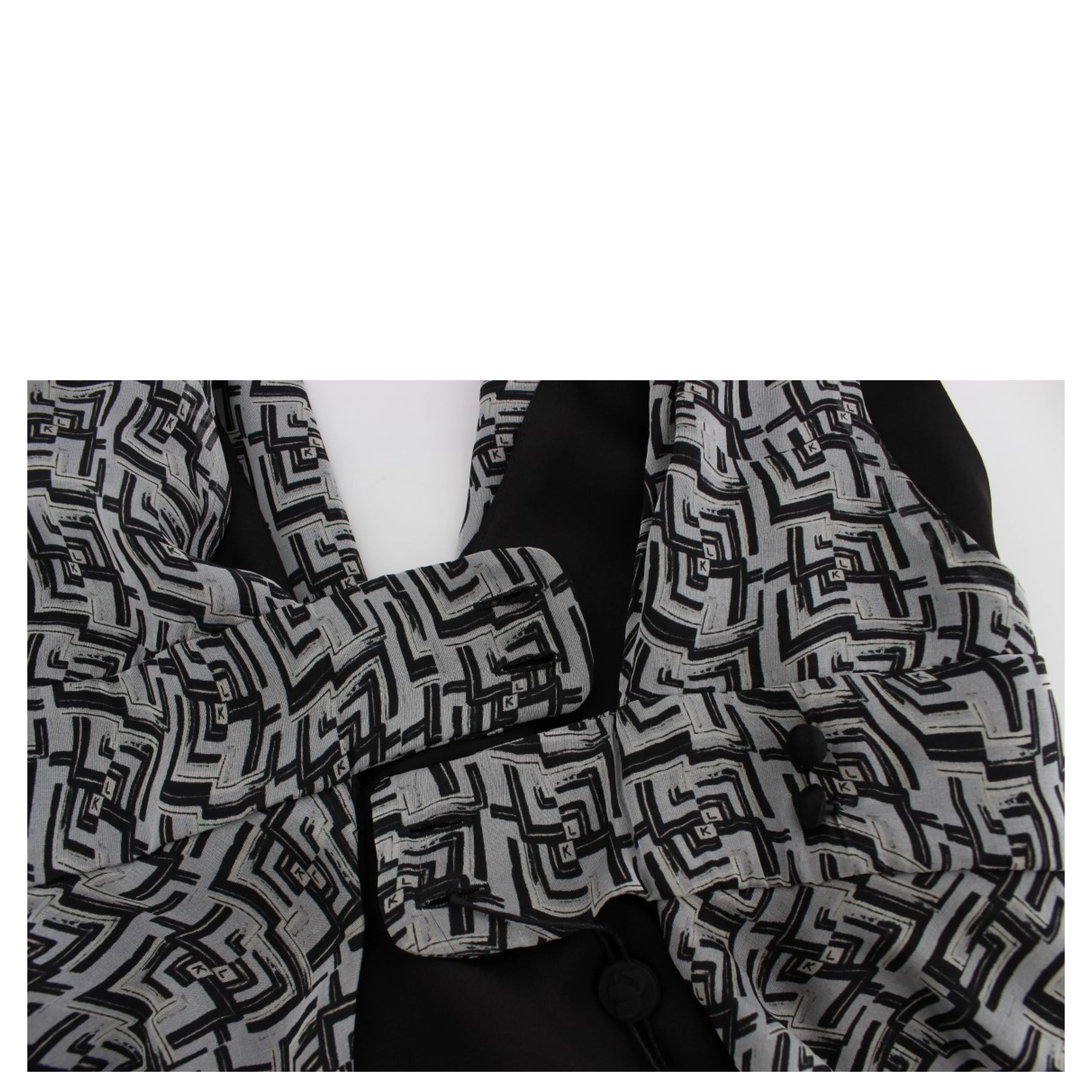 Gray Black Silk Blouse Top