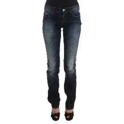 Blue Cotton Slim Fit Bootcut Jeans