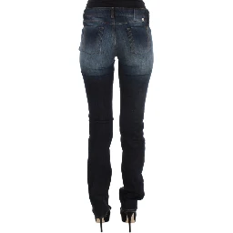 Blue Cotton Slim Fit Bootcut Jeans