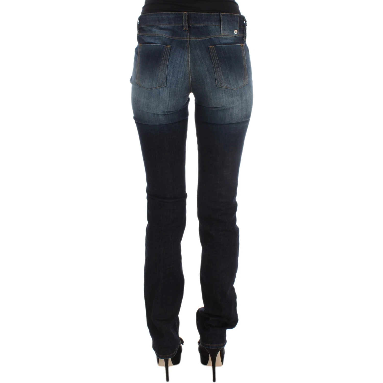 Blue Cotton Slim Fit Bootcut Jeans