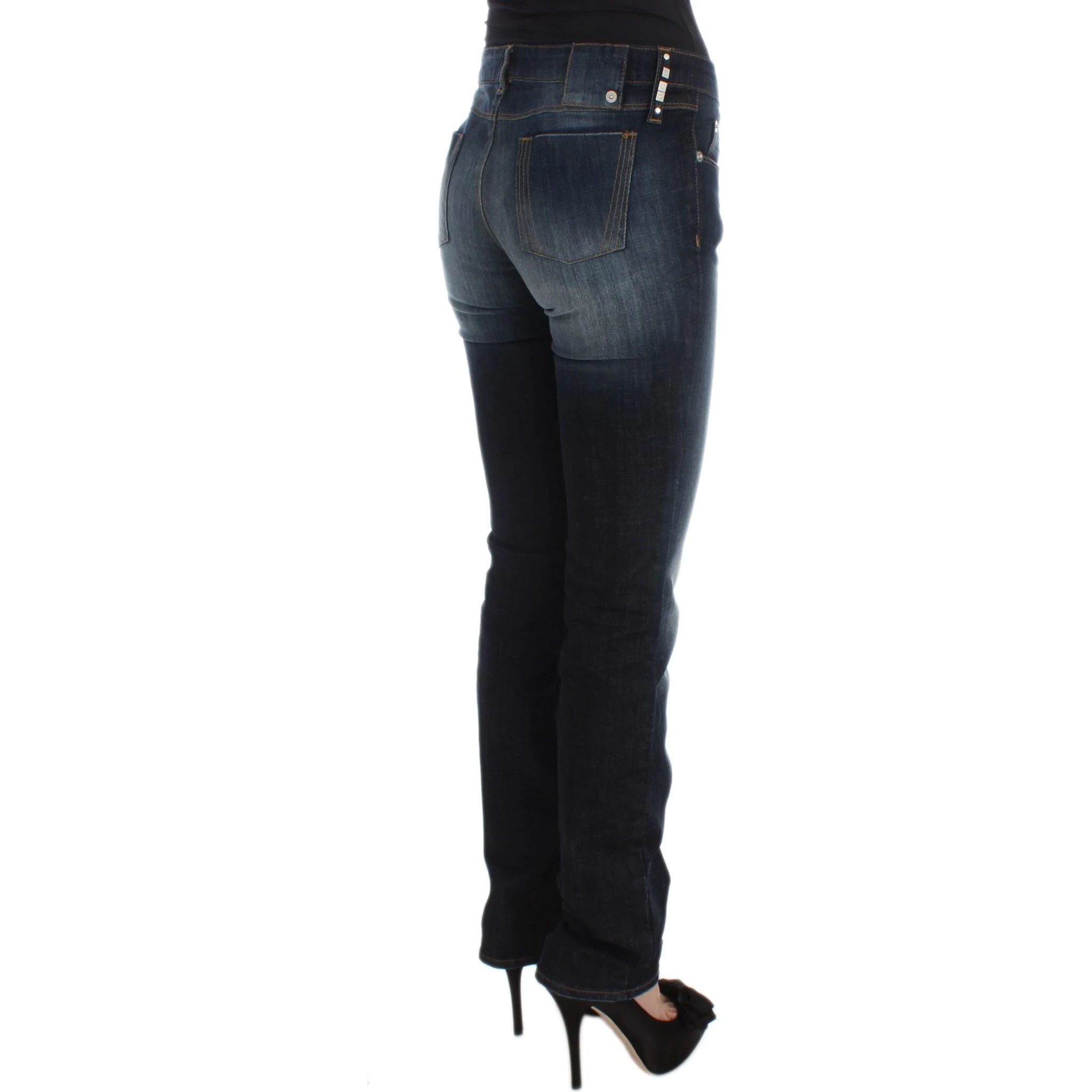 Blue Cotton Slim Fit Bootcut Jeans