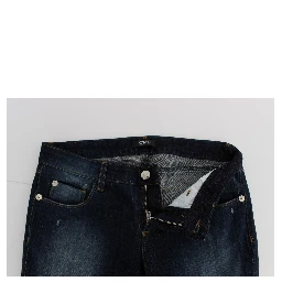 Blue Cotton Slim Fit Bootcut Jeans