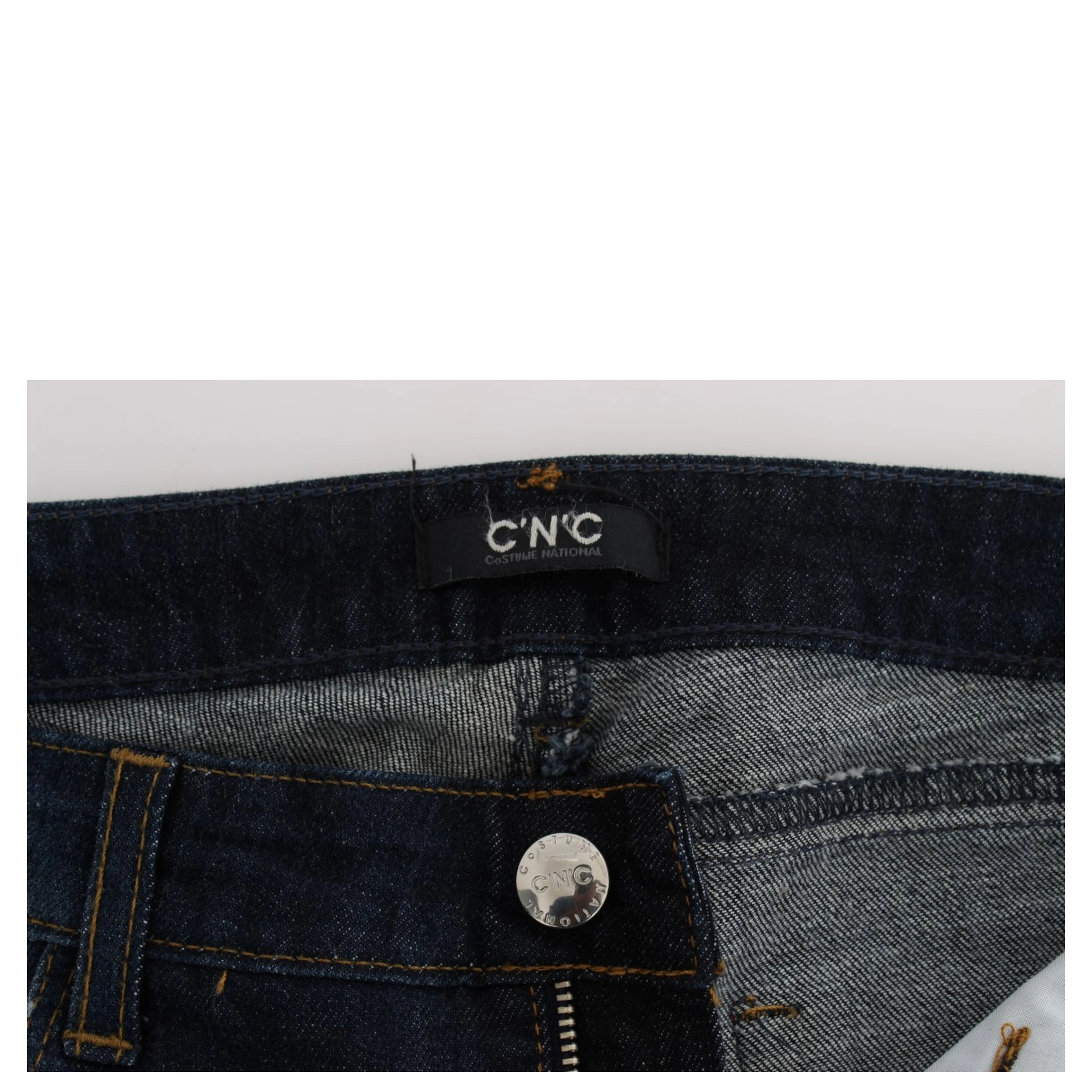 Blue Cotton Slim Fit Bootcut Jeans