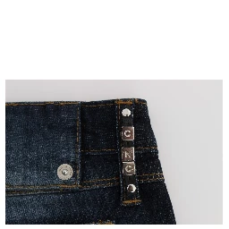 Blue Cotton Slim Fit Bootcut Jeans
