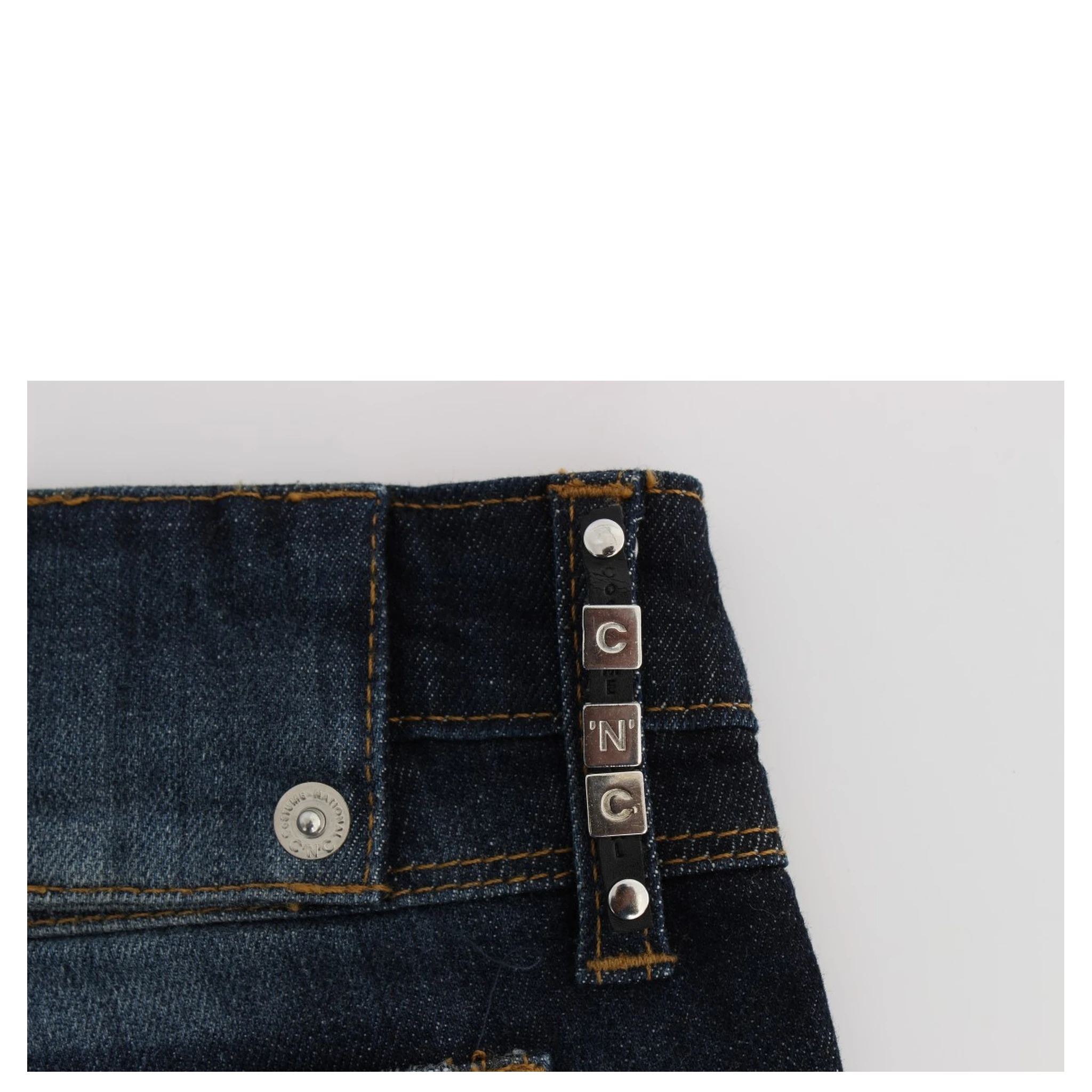 Blue Cotton Slim Fit Bootcut Jeans