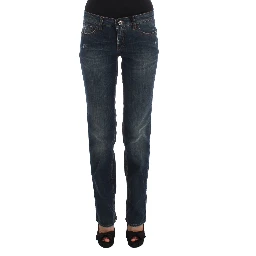 Blue Cotton Blend Bootcut Jeans