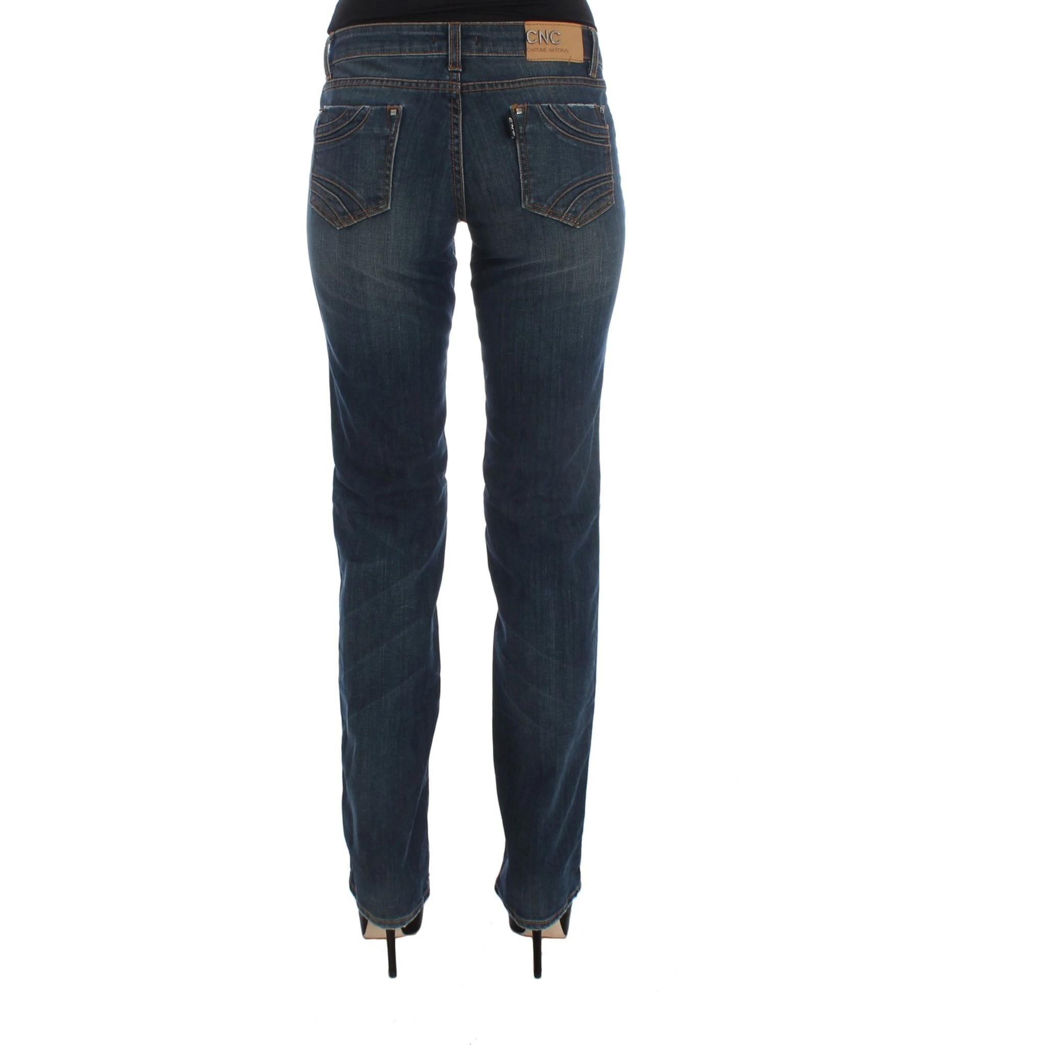 Blue Cotton Blend Bootcut Jeans