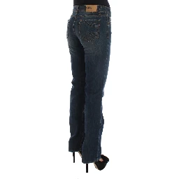 Blue Cotton Blend Bootcut Jeans