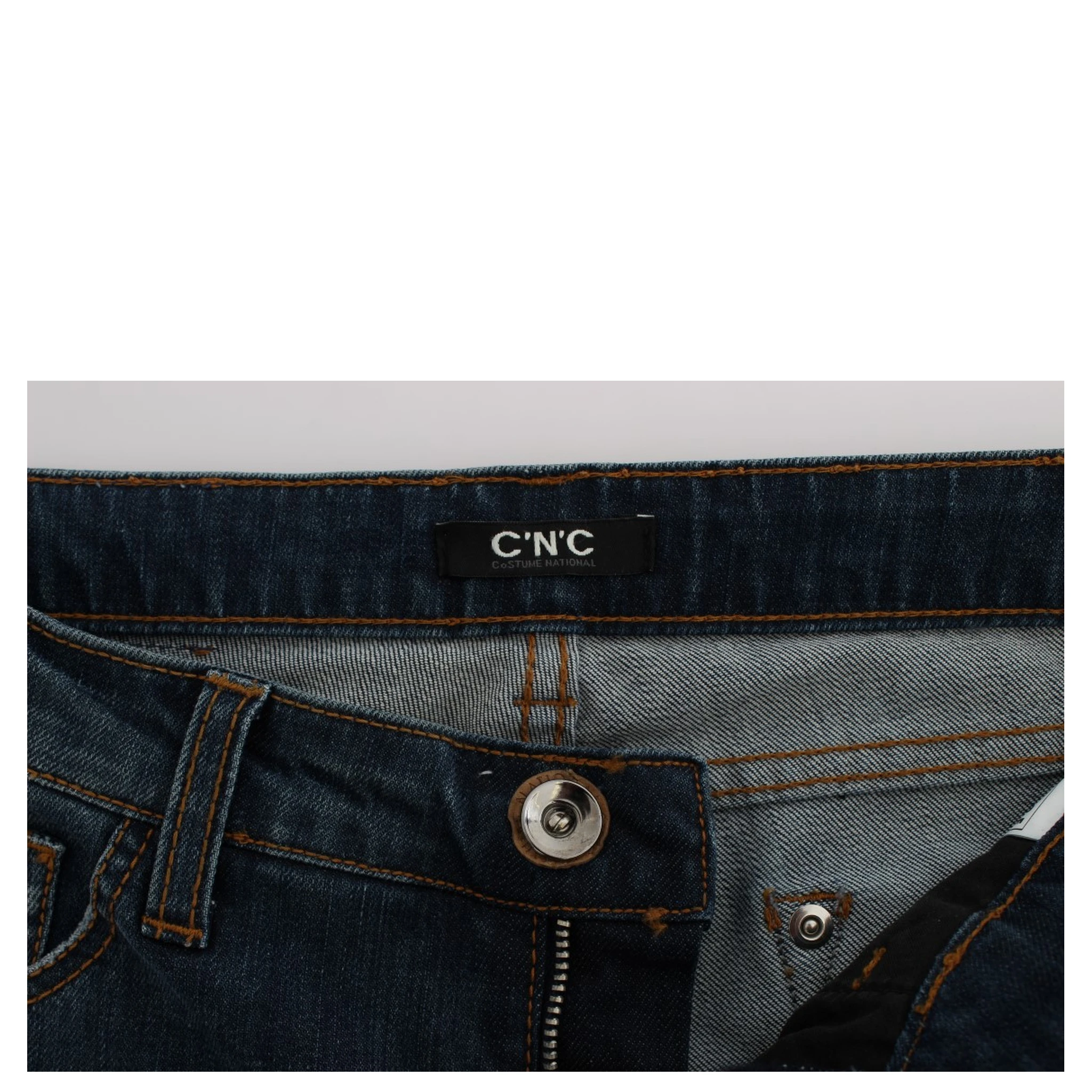 Blue Cotton Blend Bootcut Jeans