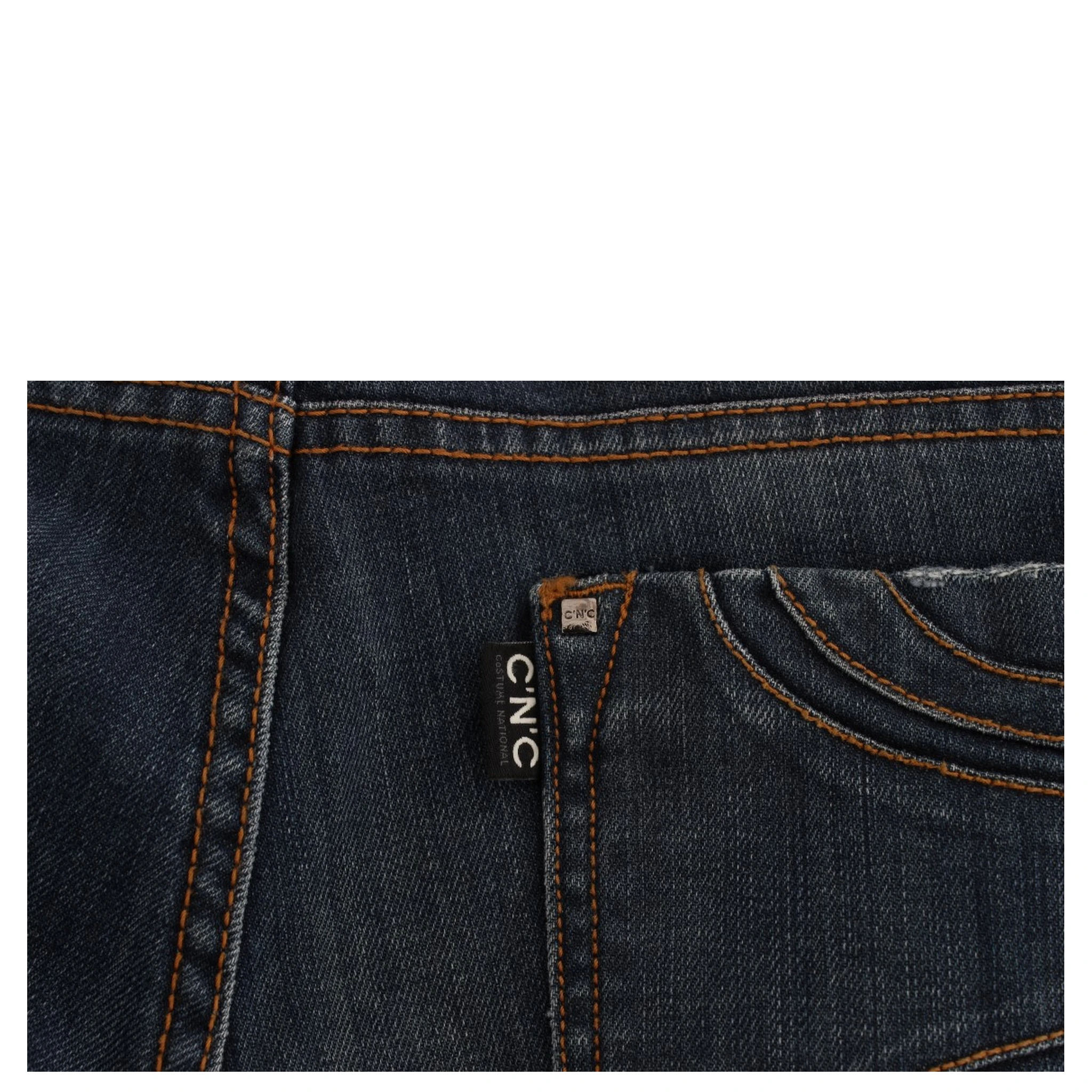 Blue Cotton Blend Bootcut Jeans