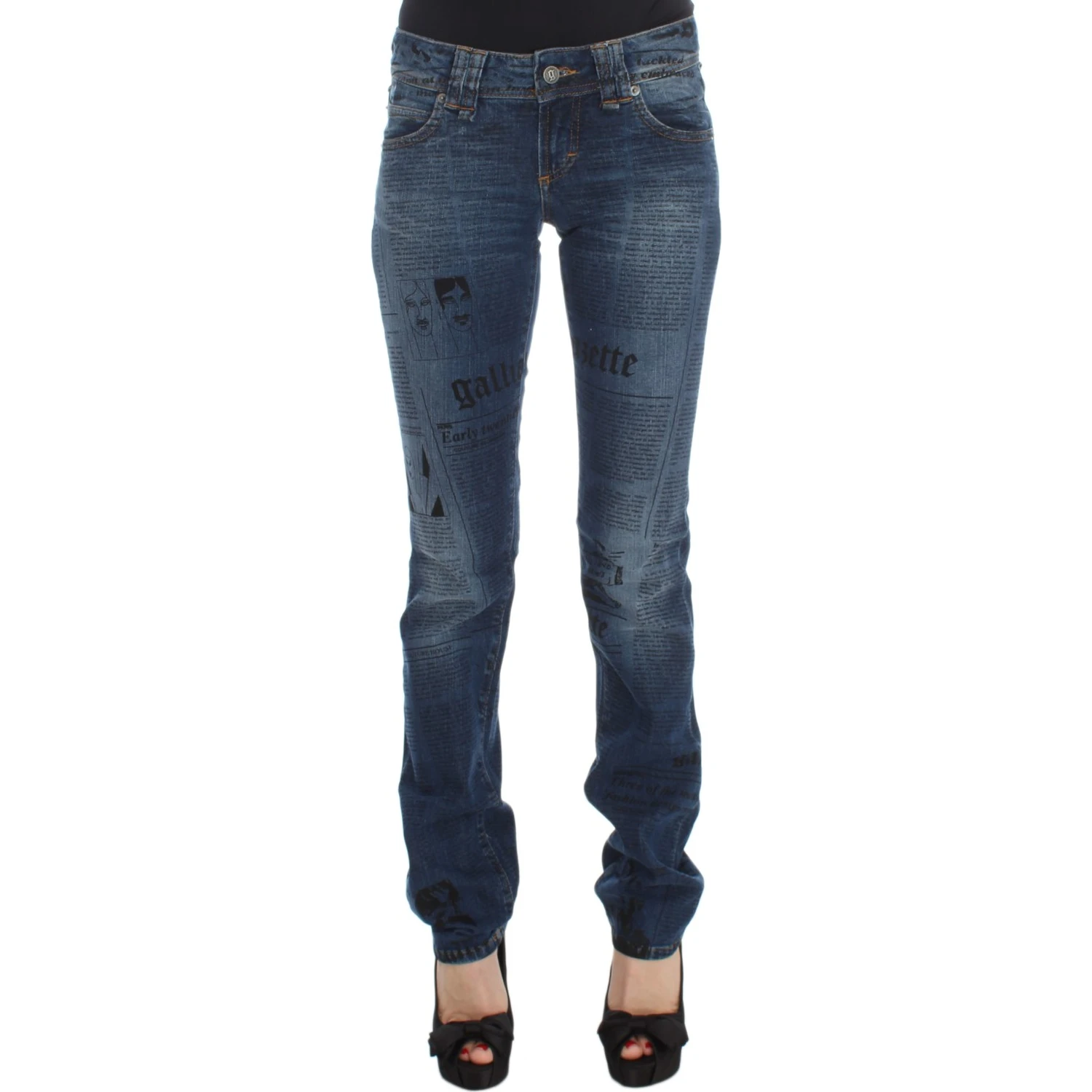 Blue Wash Cotton Blend Slim Fit Bootcut Jeans