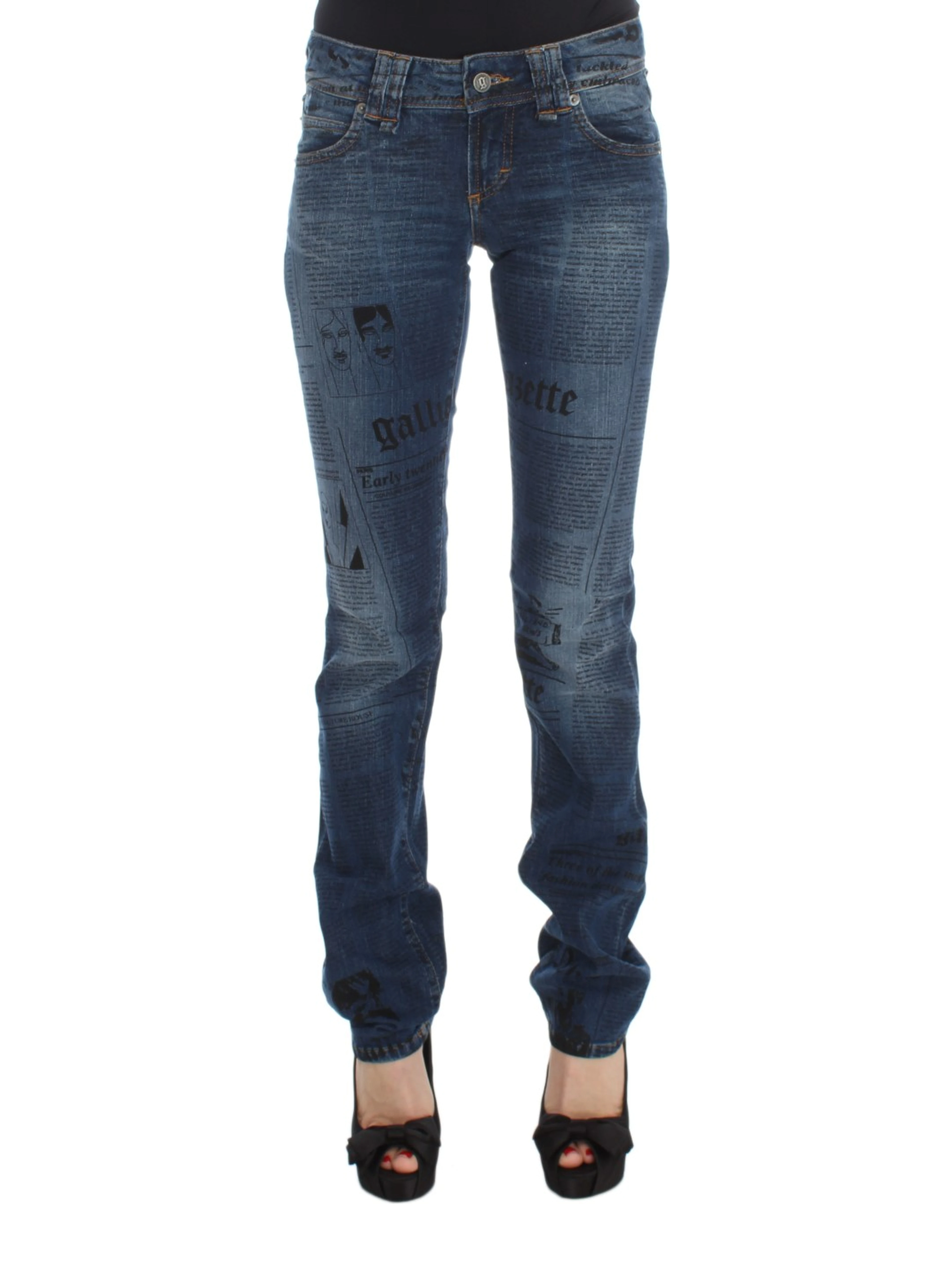 Blue Wash Cotton Blend Slim Fit Bootcut Jeans