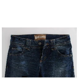 Blue Wash Cotton Blend Slim Fit Bootcut Jeans