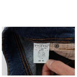 Blue Wash Cotton Blend Slim Fit Bootcut Jeans