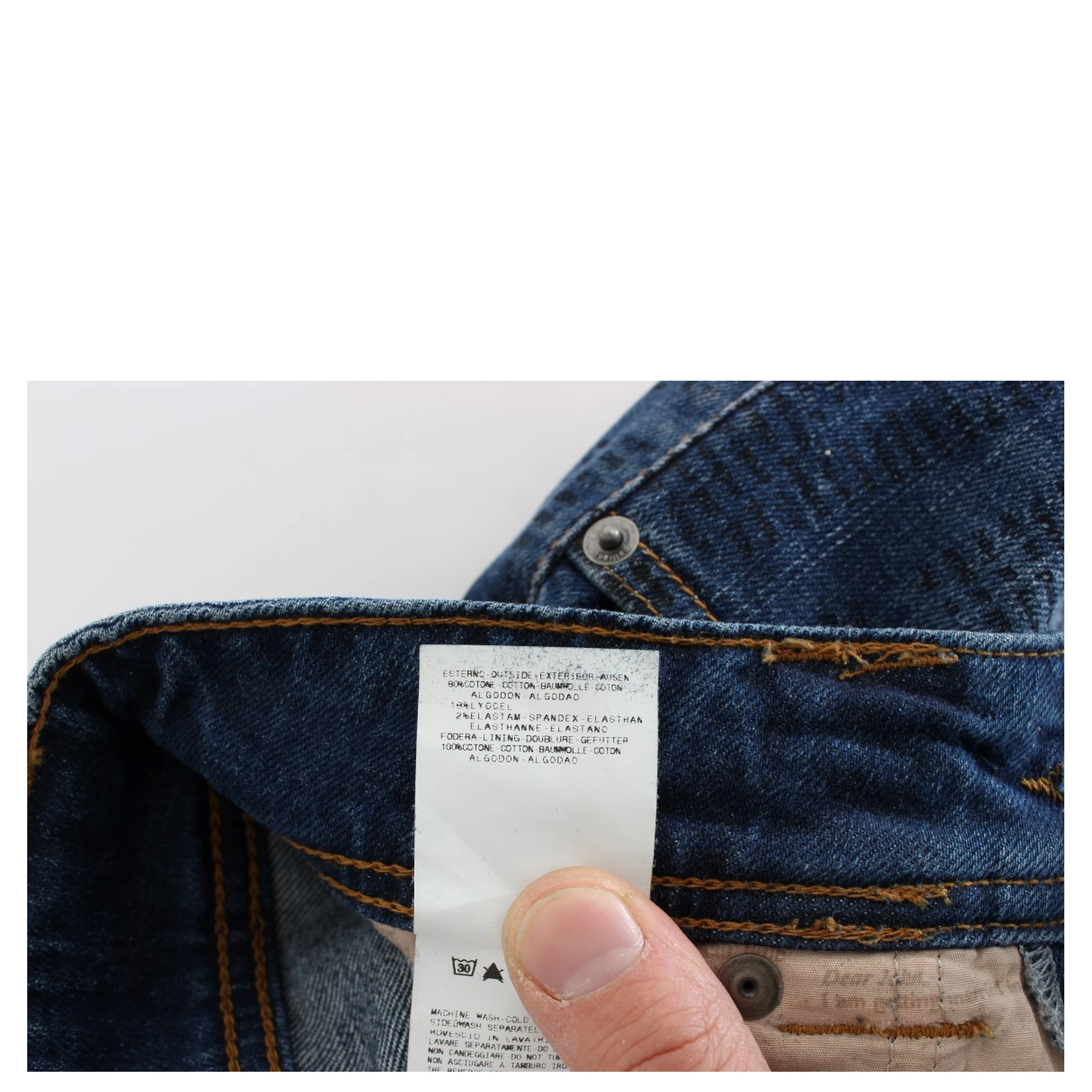 Blue Wash Cotton Blend Slim Fit Bootcut Jeans