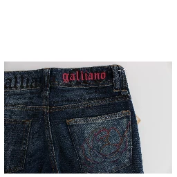 Blue Wash Cotton Blend Slim Fit Bootcut Jeans