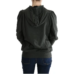 Gray Top Hooded Cotton Zipper Sweater