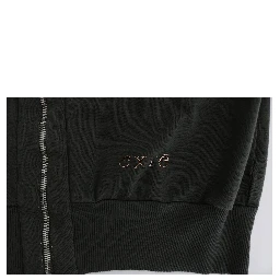 Gray Top Hooded Cotton Zipper Sweater