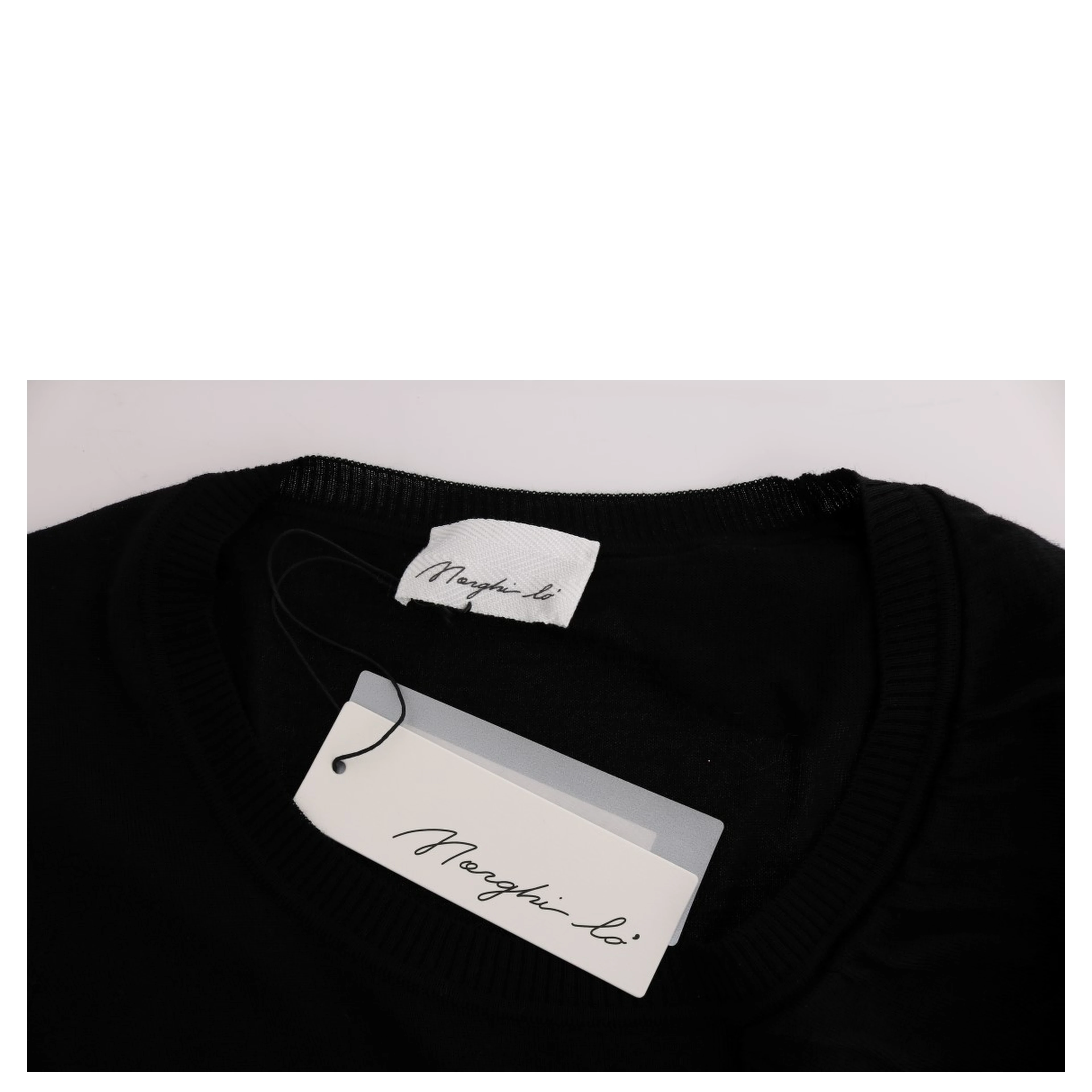 Black 100% Lana Wool Top Blouse T-shirt