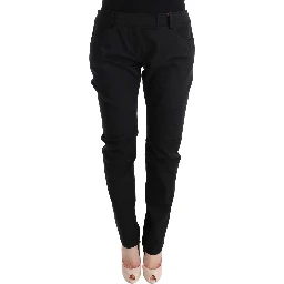 Black Cotton Slim Fit Casual Pants
