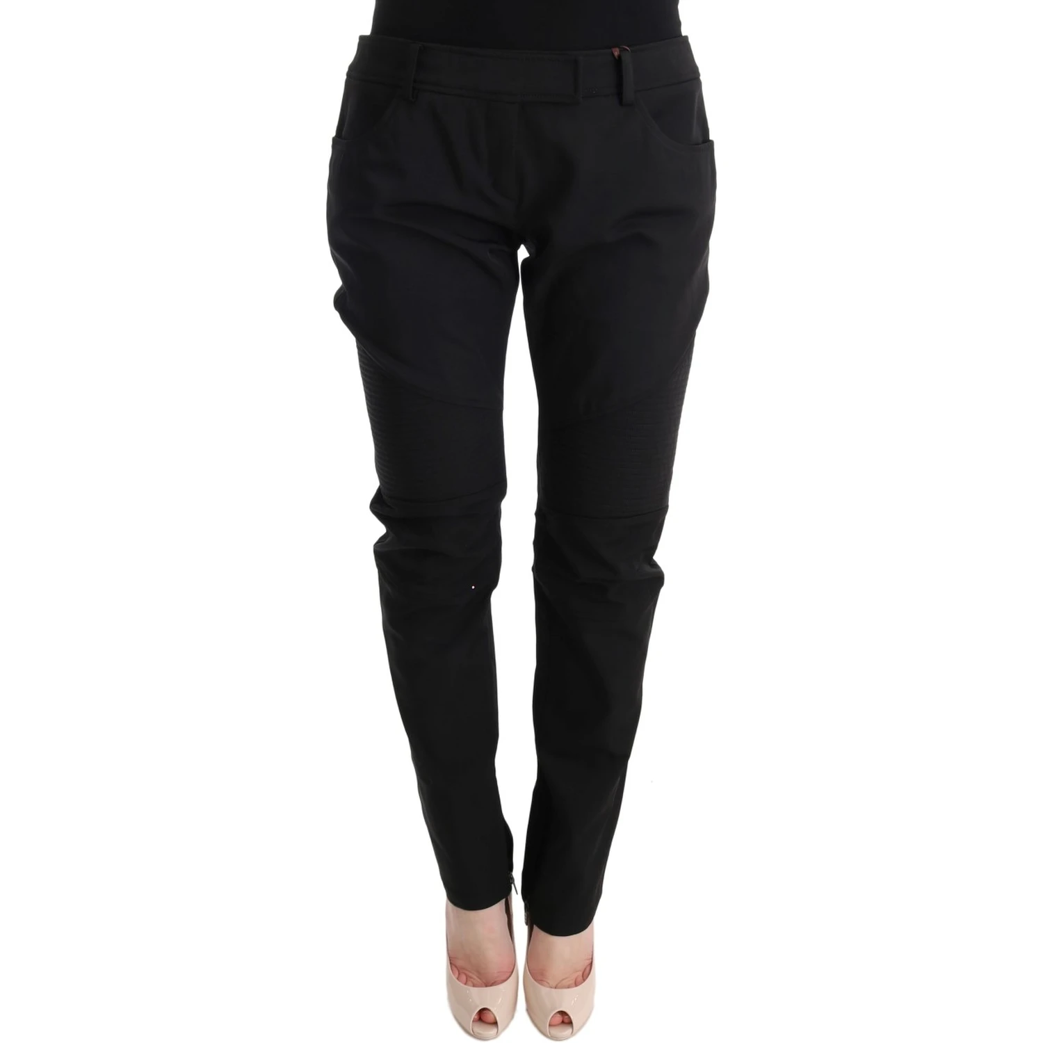 Black Cotton Slim Fit Casual Pants