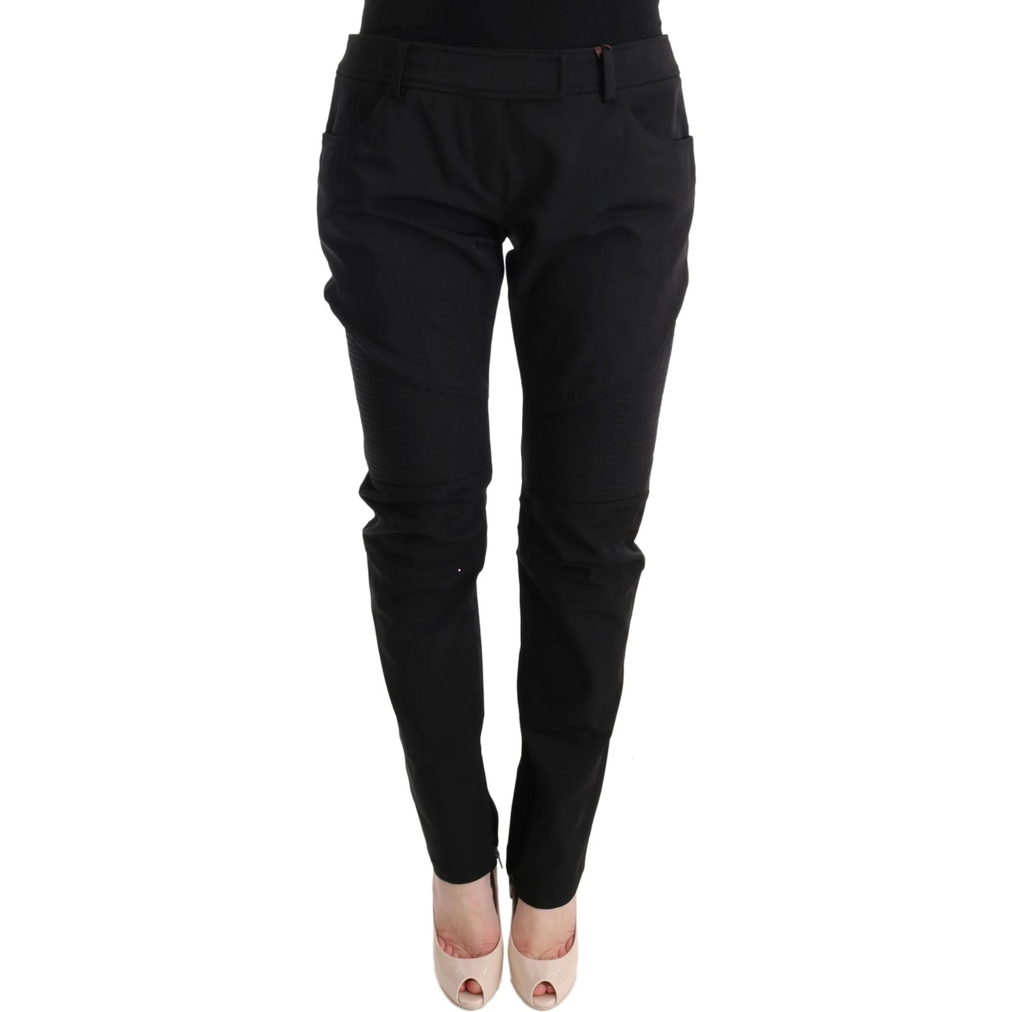 Black Cotton Slim Fit Casual Pants