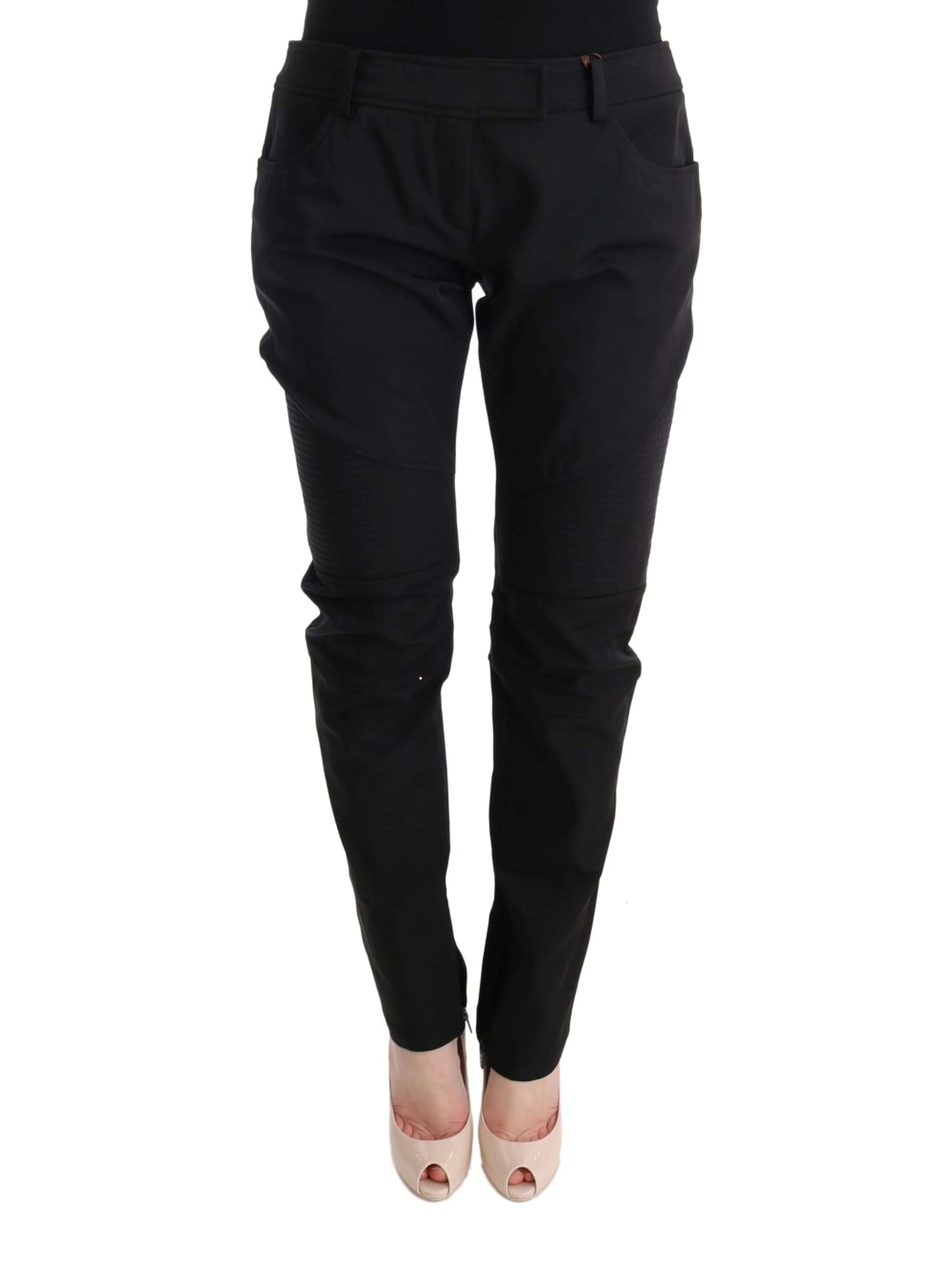 Black Cotton Slim Fit Casual Pants