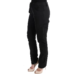 Black Cotton Slim Fit Casual Pants