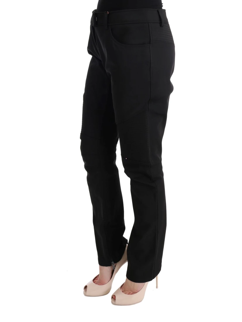 Black Cotton Slim Fit Casual Pants