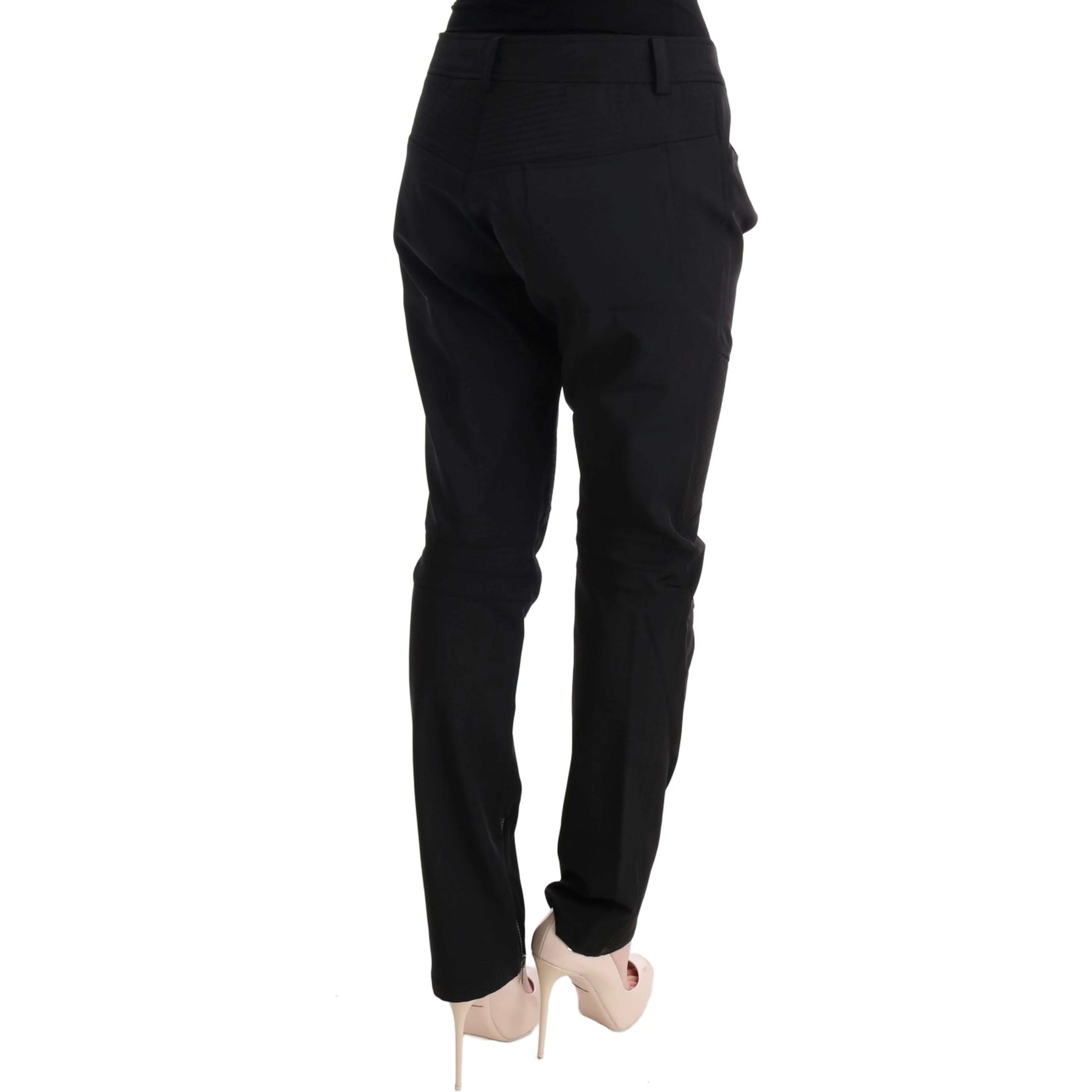 Black Cotton Slim Fit Casual Pants