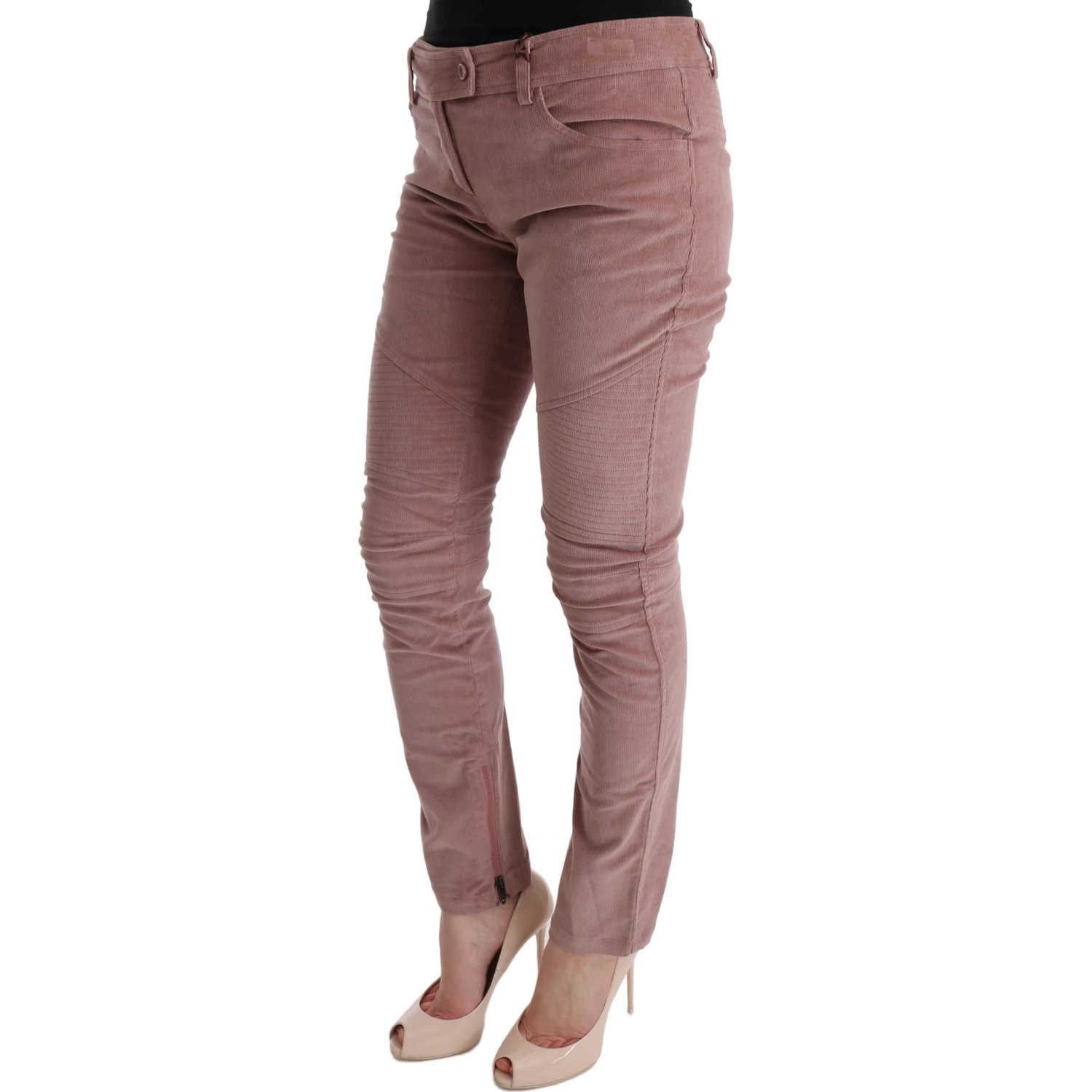 Pink Velvet Cropped Casual Pants