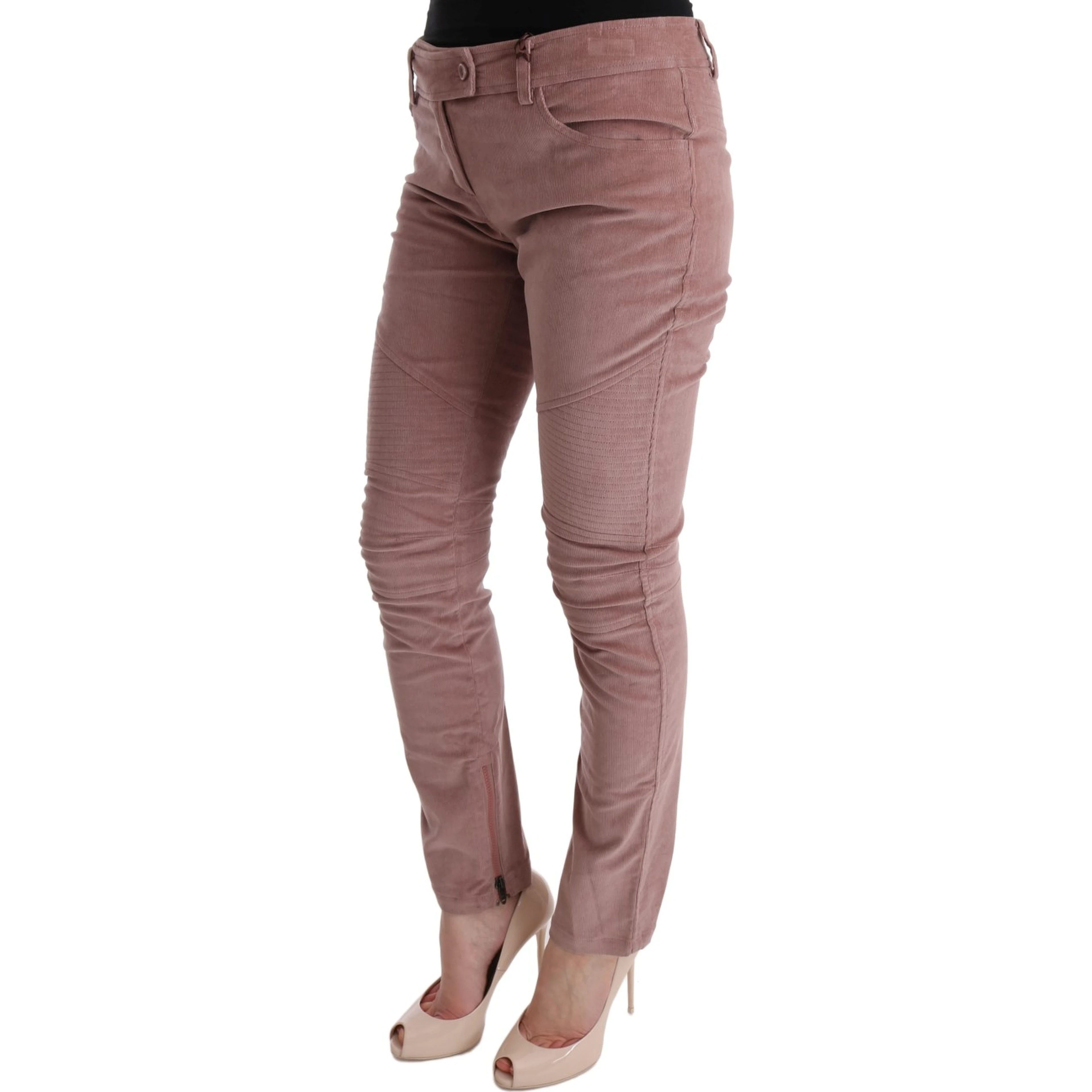 Pink Velvet Cropped Casual Pants
