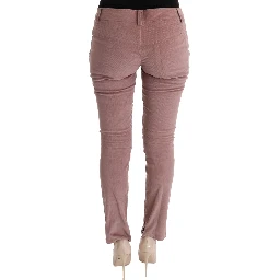 Pink Velvet Cropped Casual Pants