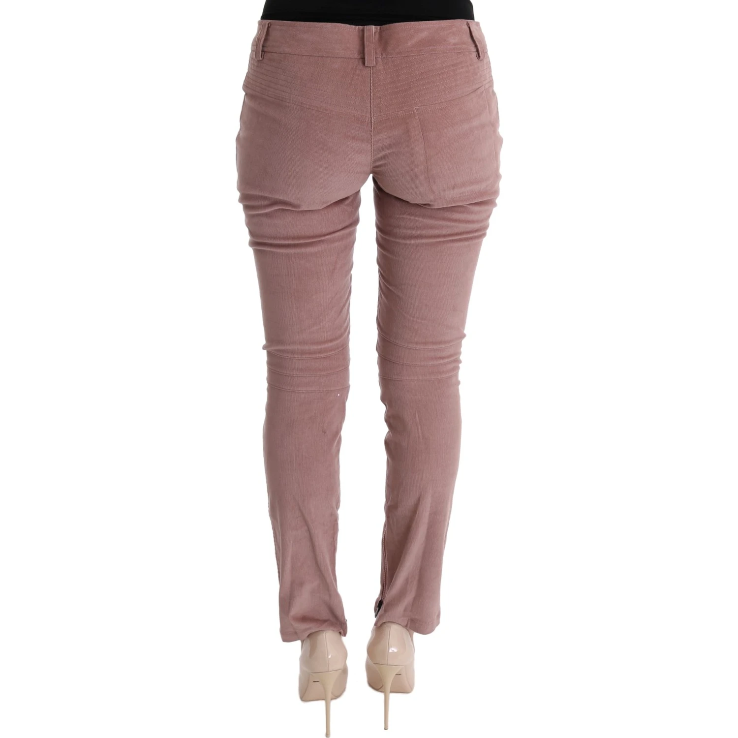 Pink Velvet Cropped Casual Pants