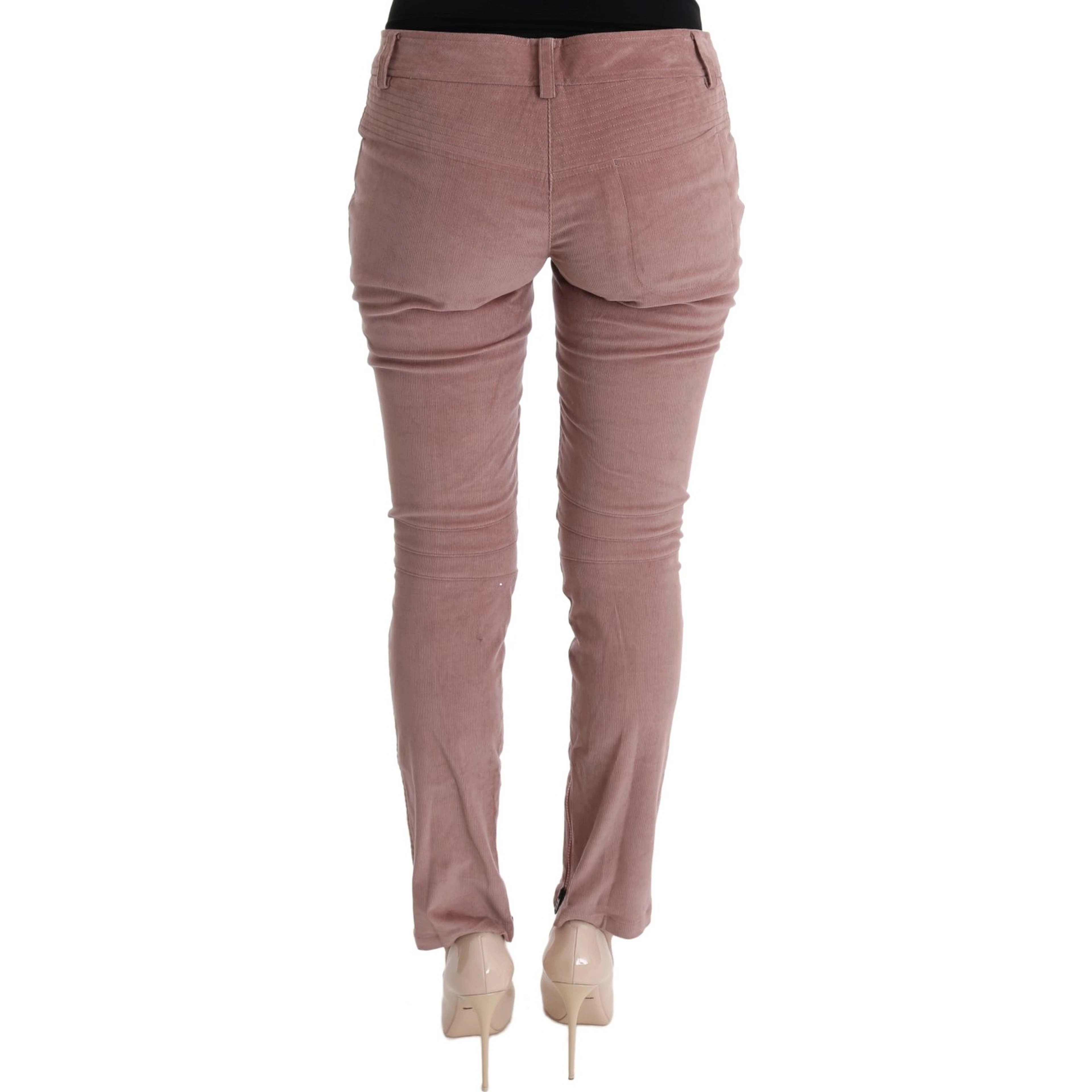 Pink Velvet Cropped Casual Pants