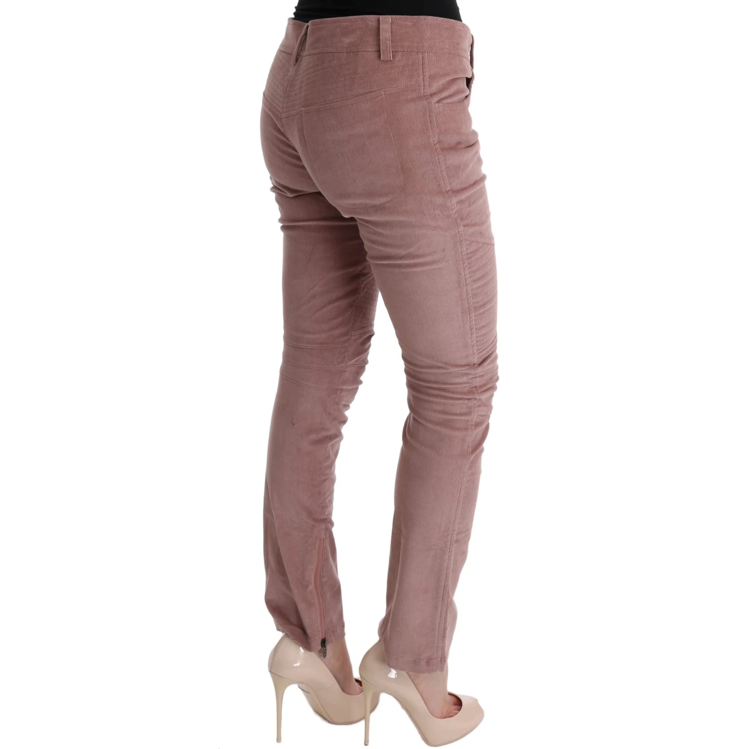 Pink Velvet Cropped Casual Pants