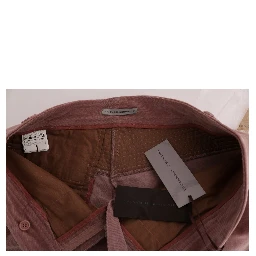 Pink Velvet Cropped Casual Pants